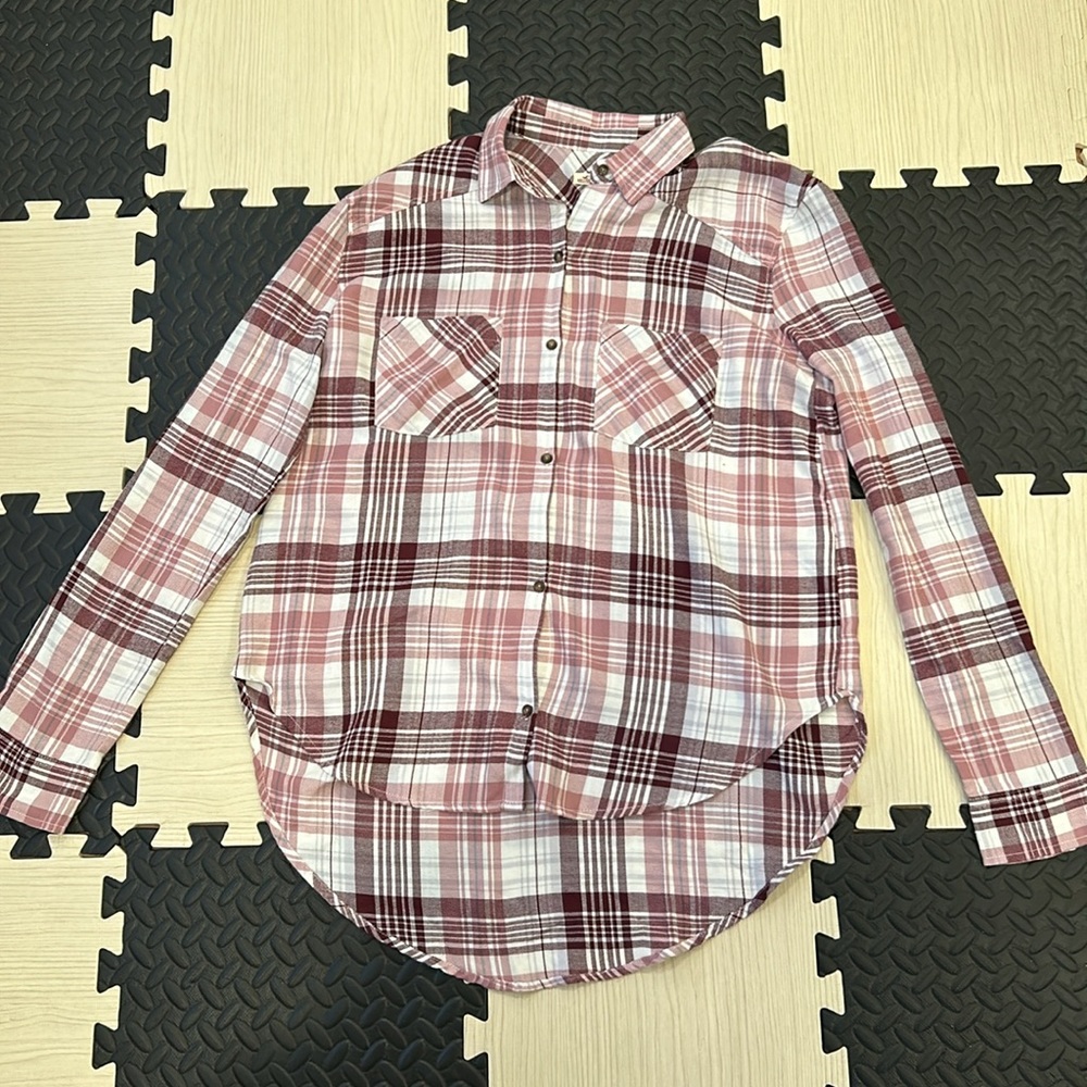 Hollister flannel plaid colorful size extra small